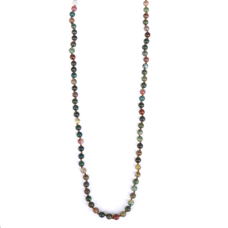 Sautoir boules agates vertes