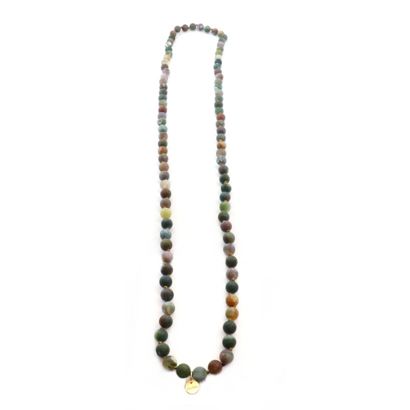 Sautoir boules agates vertes