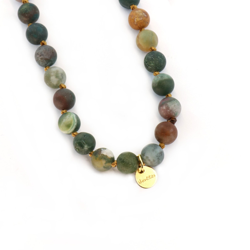 Sautoir boules agates vertes