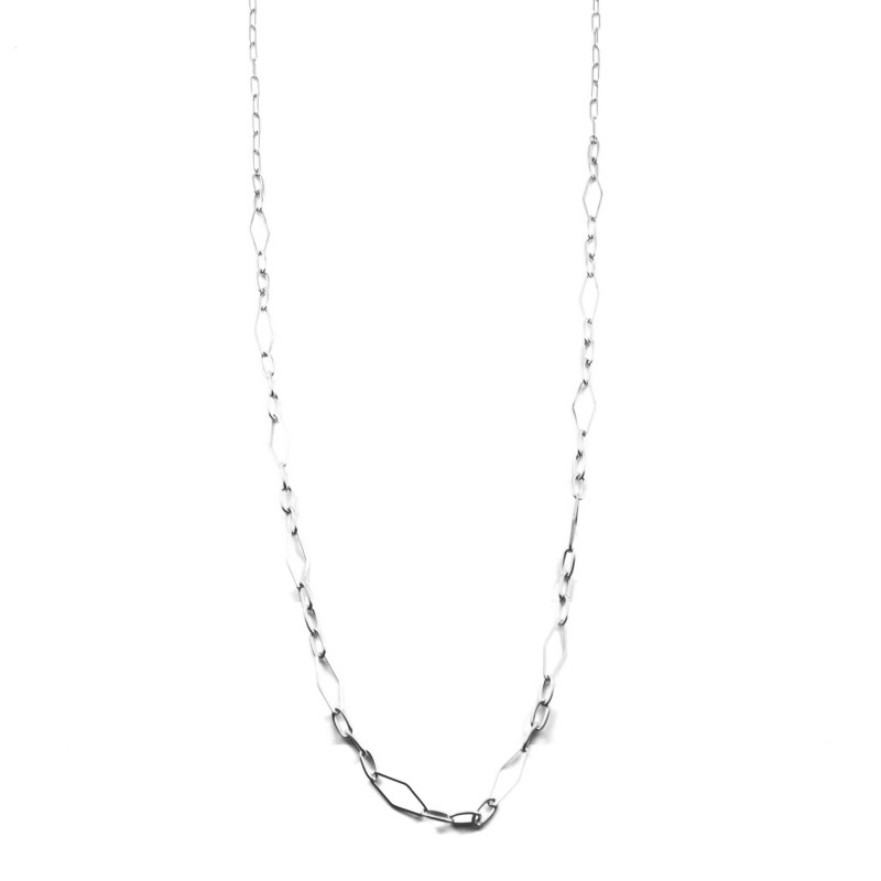 Collier long chaîne losanges acier inox