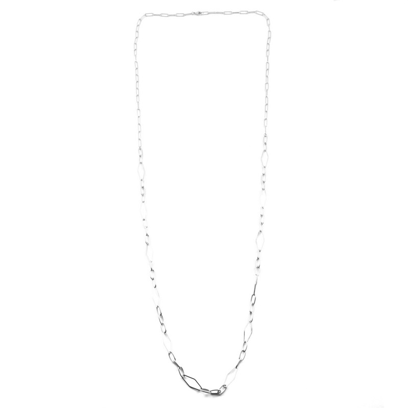 Collier long chaîne losanges acier inox