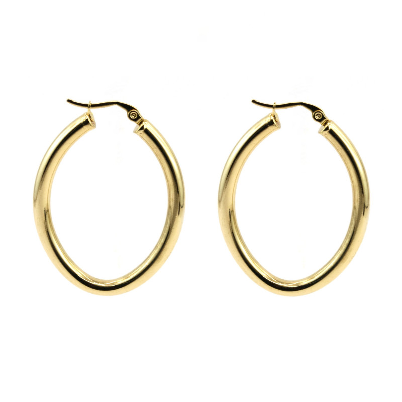 Créoles ovales 40x30x4mm - doré jaune