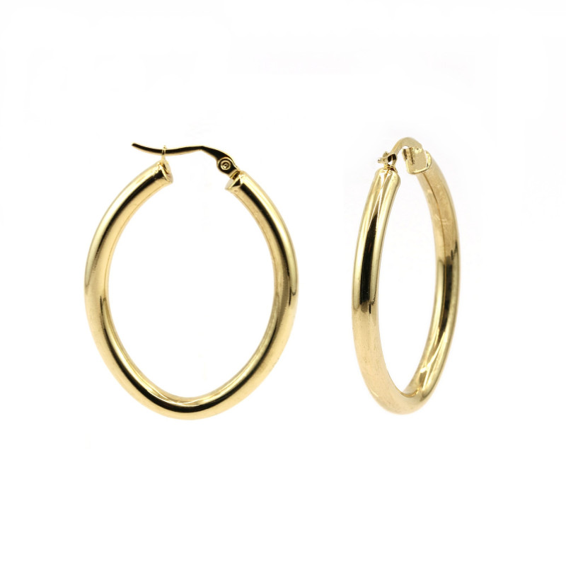 Créoles ovales 40x30x4mm - doré jaune