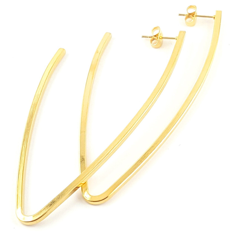 Grandes boucles d'oreilles rigides - acier doré