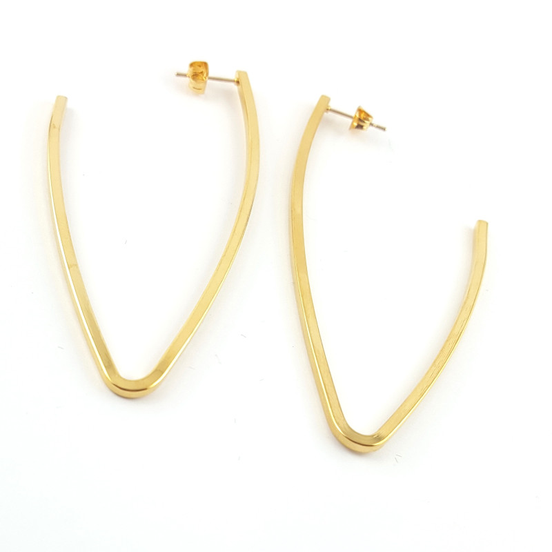 Grandes boucles d'oreilles rigides - acier doré