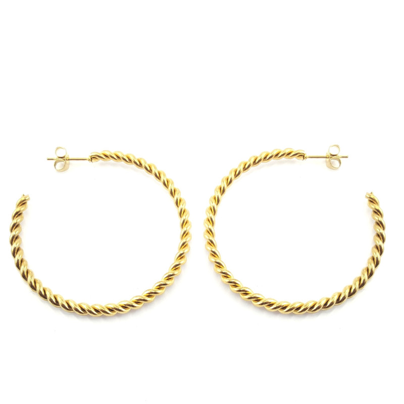 Boucles d'oreilles grandes créoles torsadées