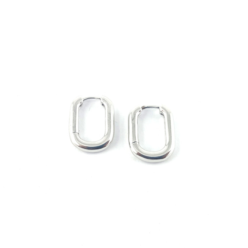 Mini-créoles rectangle argent