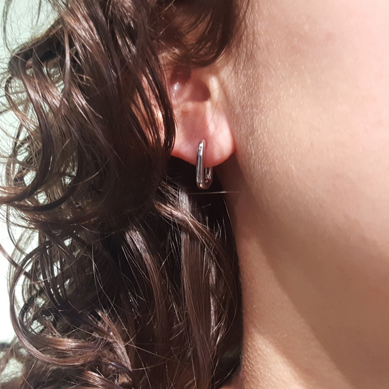 Mini-créoles rectangle argent