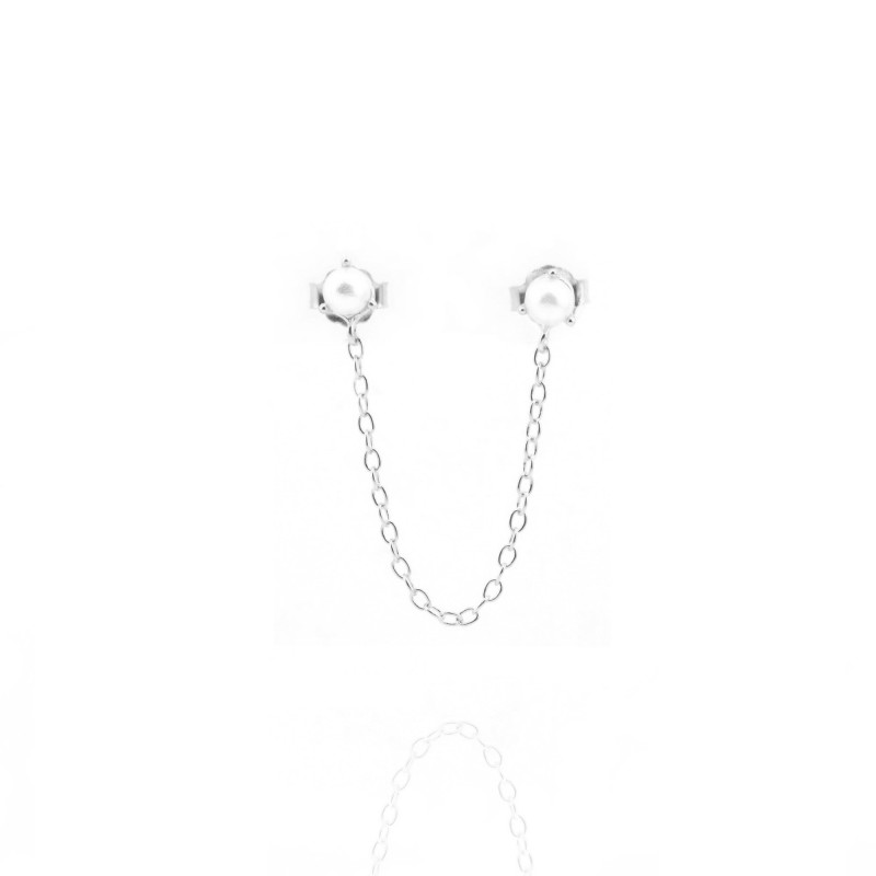 Boucle double clous perles - Argent 925