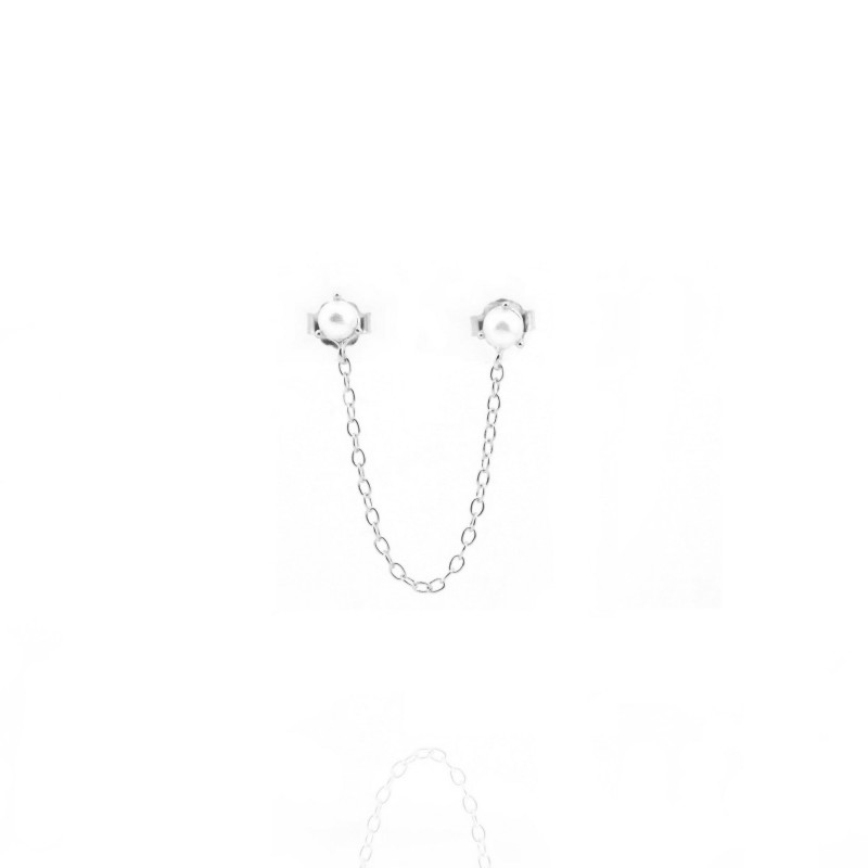 Boucle double clous perles - Argent 925