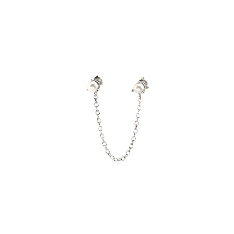 Boucle double clous perles - Argent 925