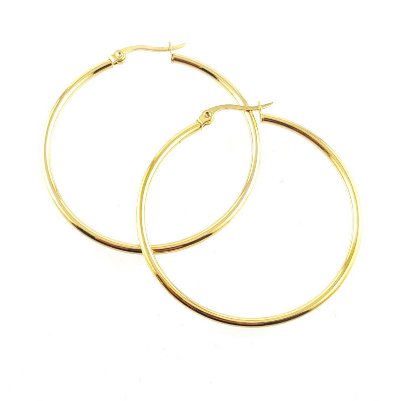 Créoles 40x2mm acier doré