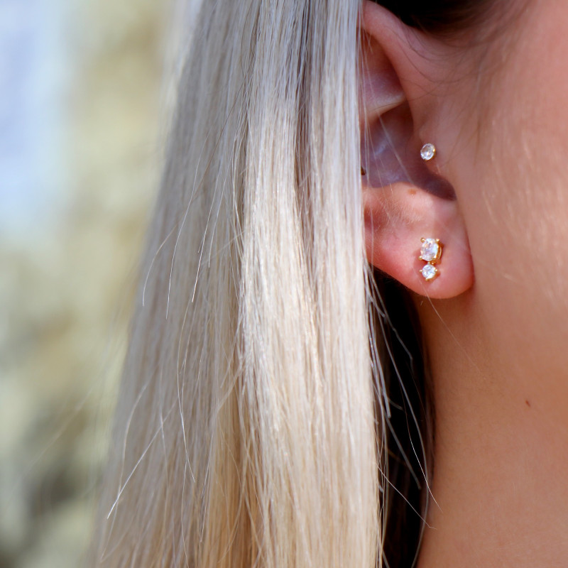 Clous d'oreilles 2 Oz Plaqué Or