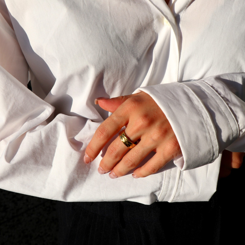 Bague épis acier doré
