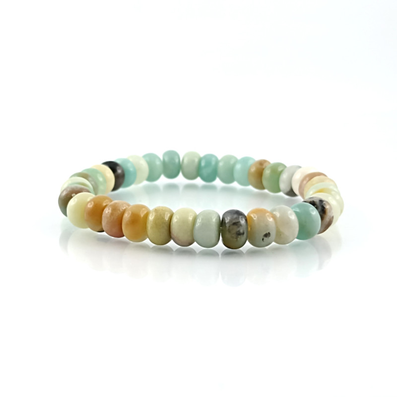 Bracelet élastique amazonite perles plates