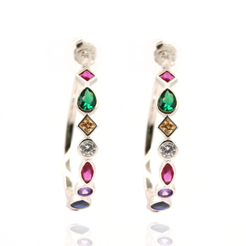 Créoles multicolores - Argent 925