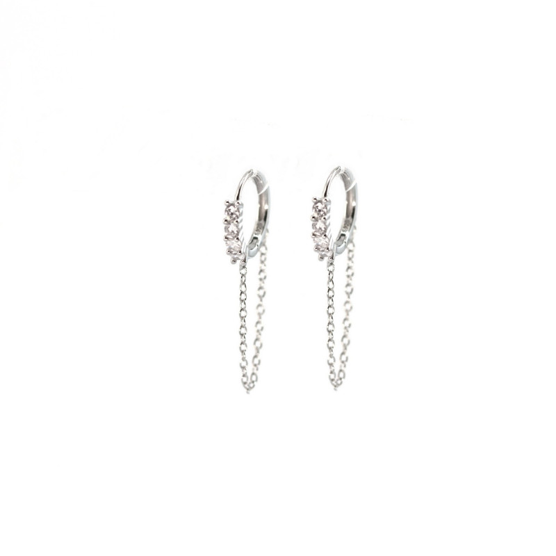 Mini-créoles Arg925 12mm 4 Oz et chaîne