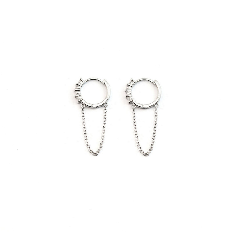 Mini-créoles Arg925 12mm 4 Oz et chaîne