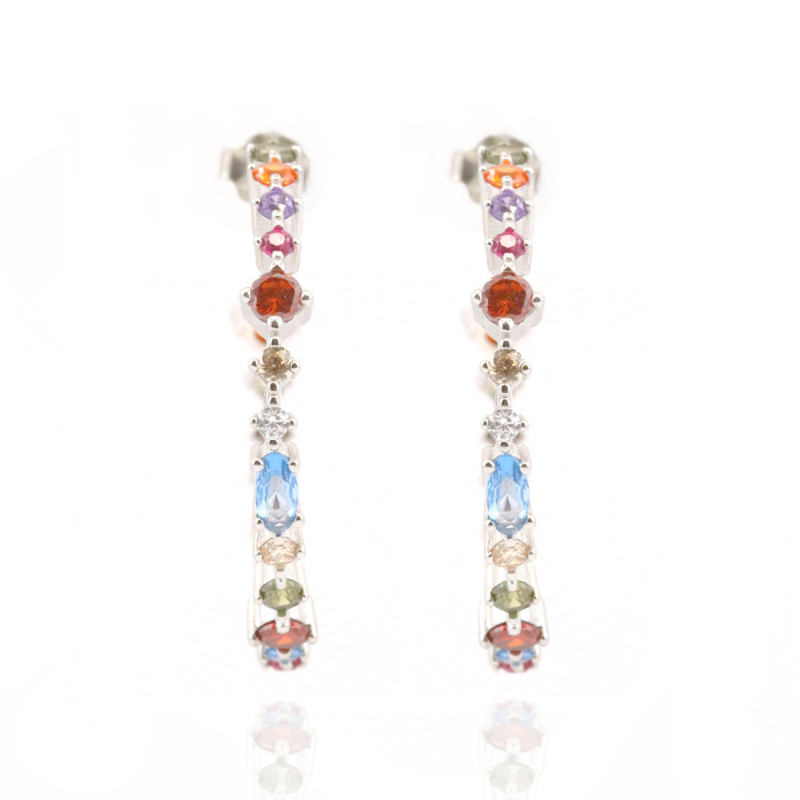 Créoles zircons multicolores - Argent 925