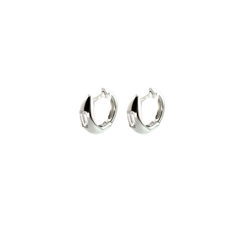 Mini créoles argent 14 mm et Oz rectangle