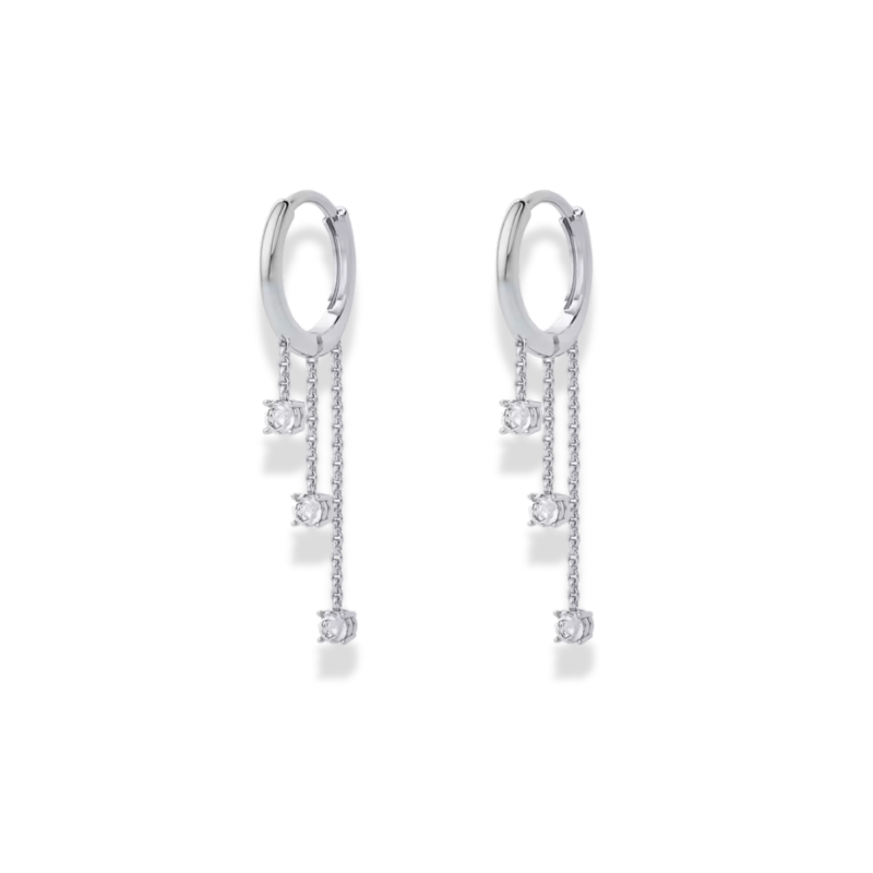 Mini-créoles Arg925 12mm 3 chaînes pend