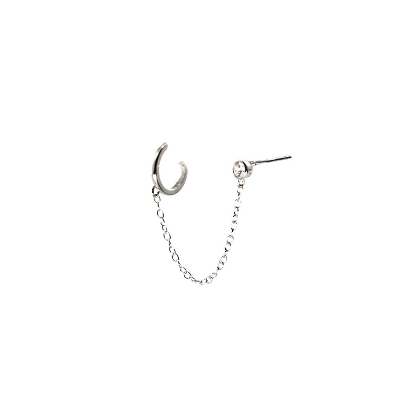 Boucles clou zirconium sur chaîne + bague