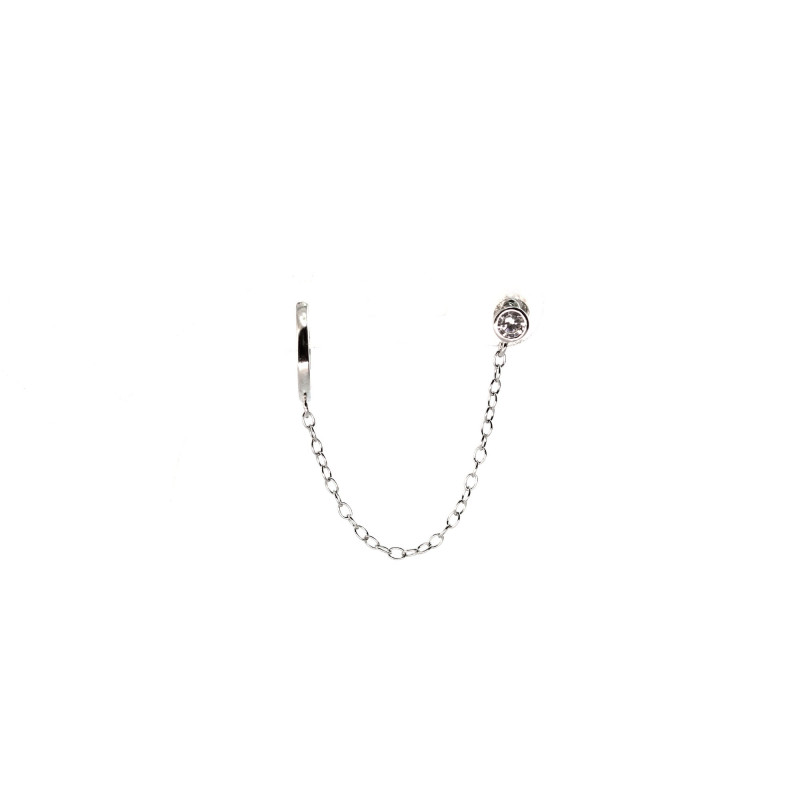 Boucles clou zirconium sur chaîne + bague