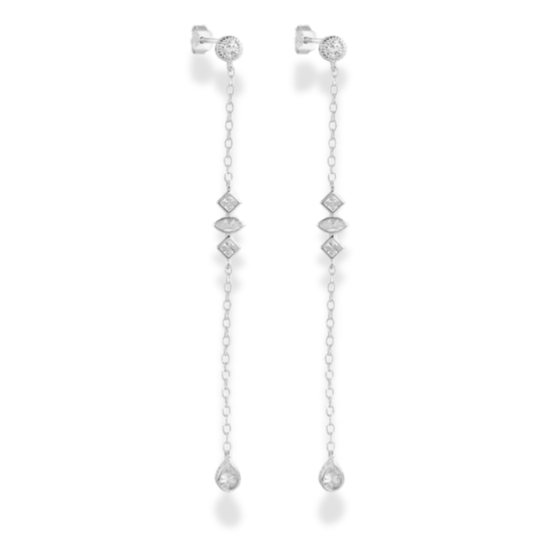 Boucles clous longue chaîne - Argent925