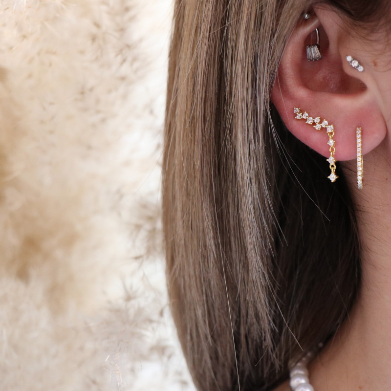 Boucles grimpantes pendantes Arg925 doré Oz