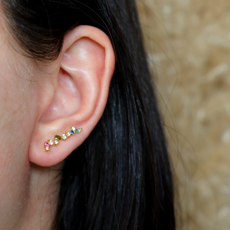 Boucles grimpantes doré multicolores - argent 925