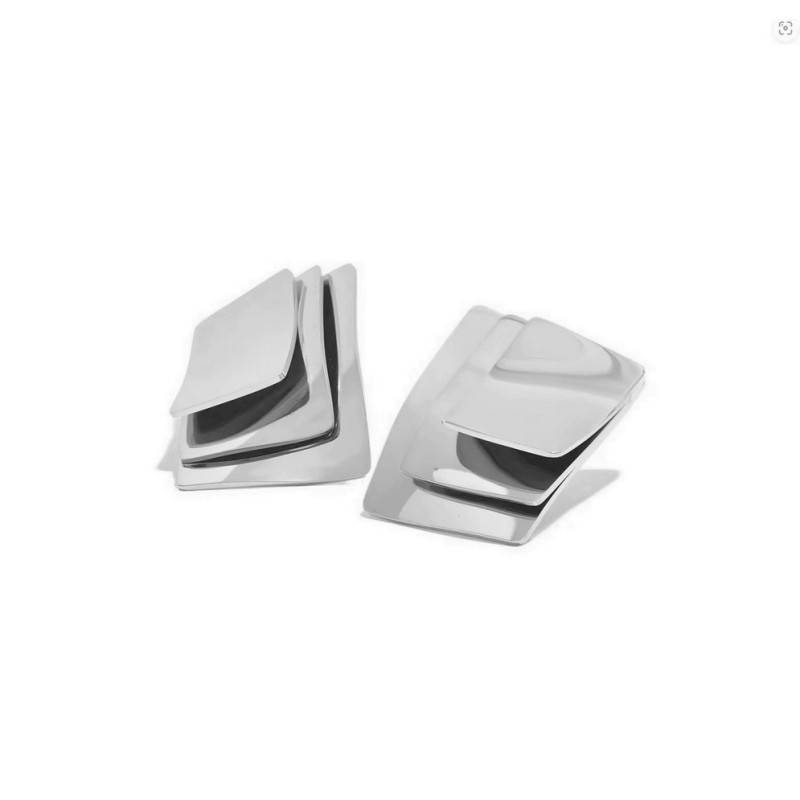 Boucles d'oreilles superposition 3 rectangles acier