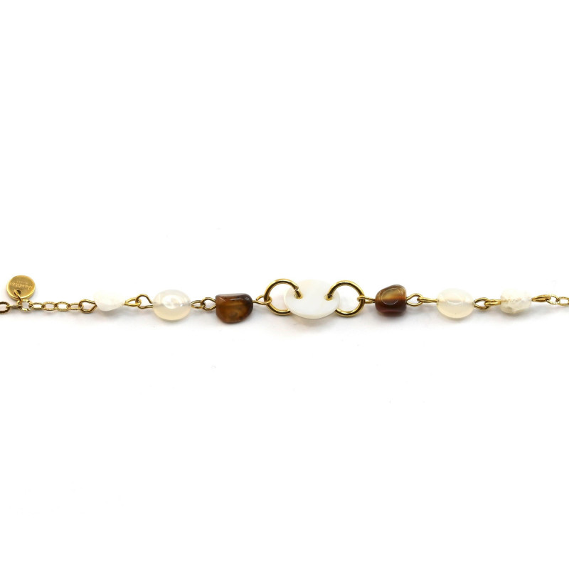 Bracelet nacre, agate et pierre de lune