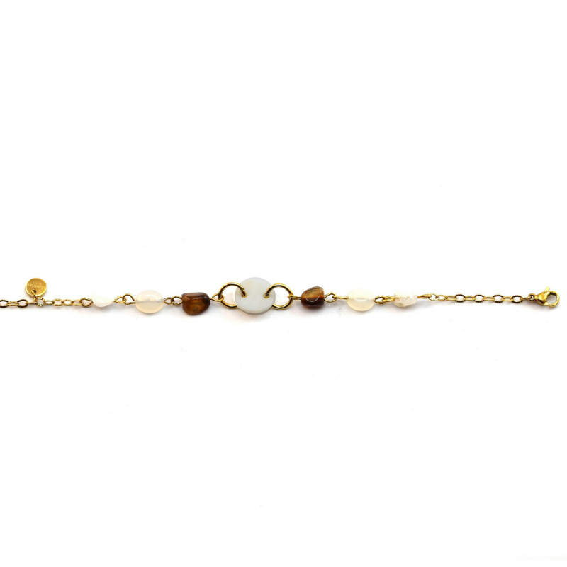 Bracelet nacre, agate et pierre de lune