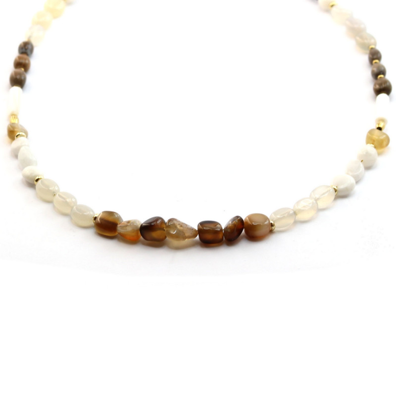 Collier nacre agate et pierre de lune