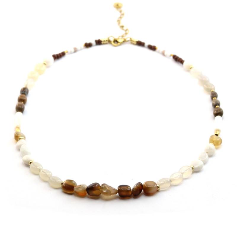Collier nacre agate et pierre de lune