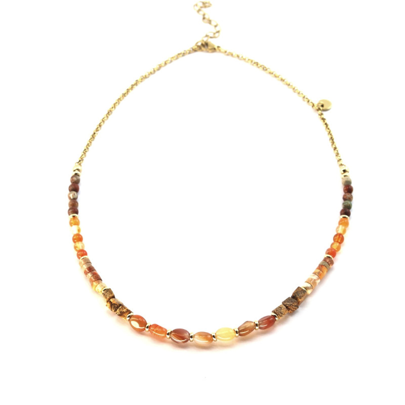 Collier court pierres fine oranges