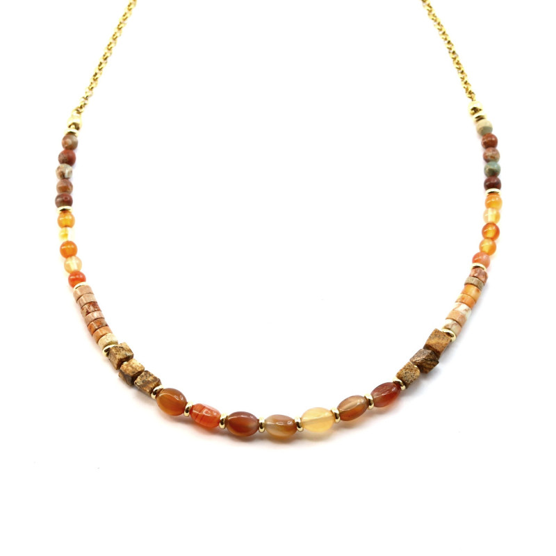Collier court pierres fine oranges
