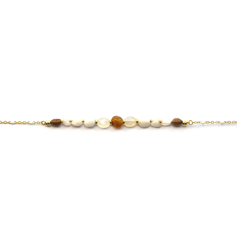 Bracelet nacre, pierre de lune et agate