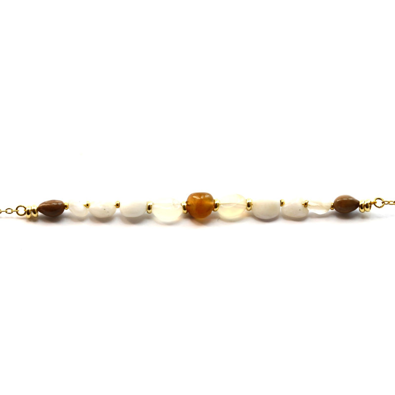 Bracelet nacre, pierre de lune et agate