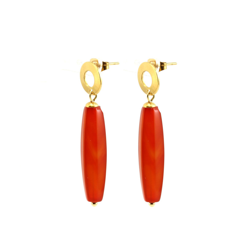 Boucles d'oreilles grandes cornalines allongées
