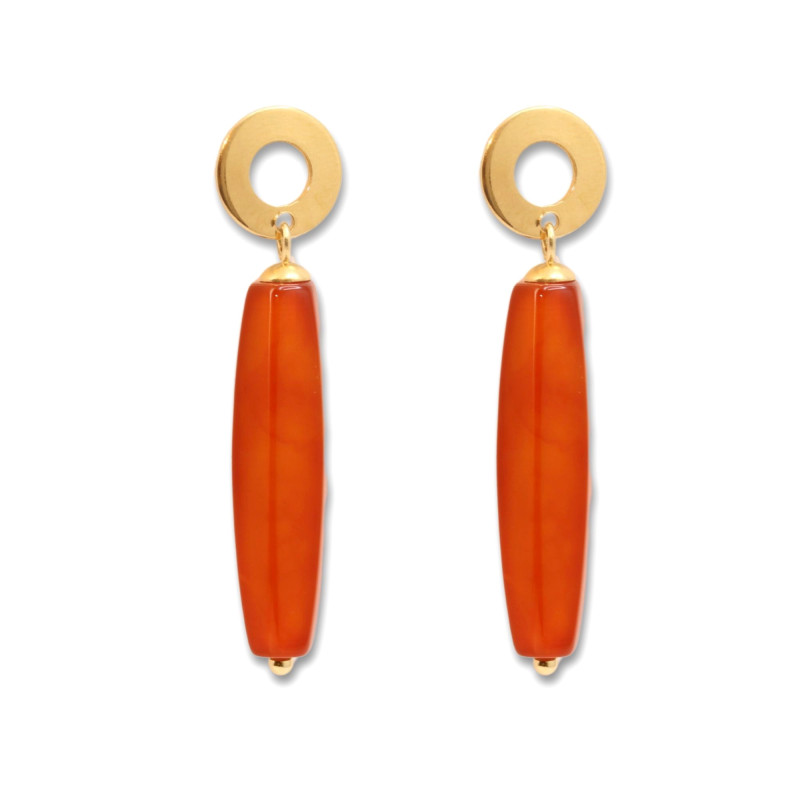 Boucles d'oreilles grandes cornalines allongées