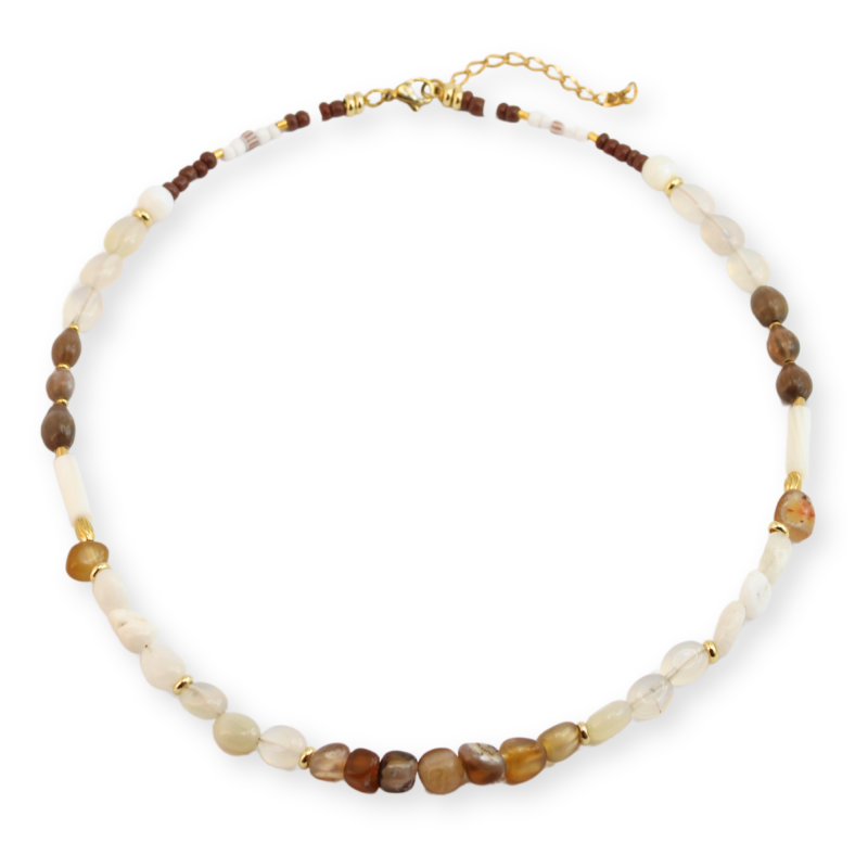 Collier nacre agate et pierre de lune