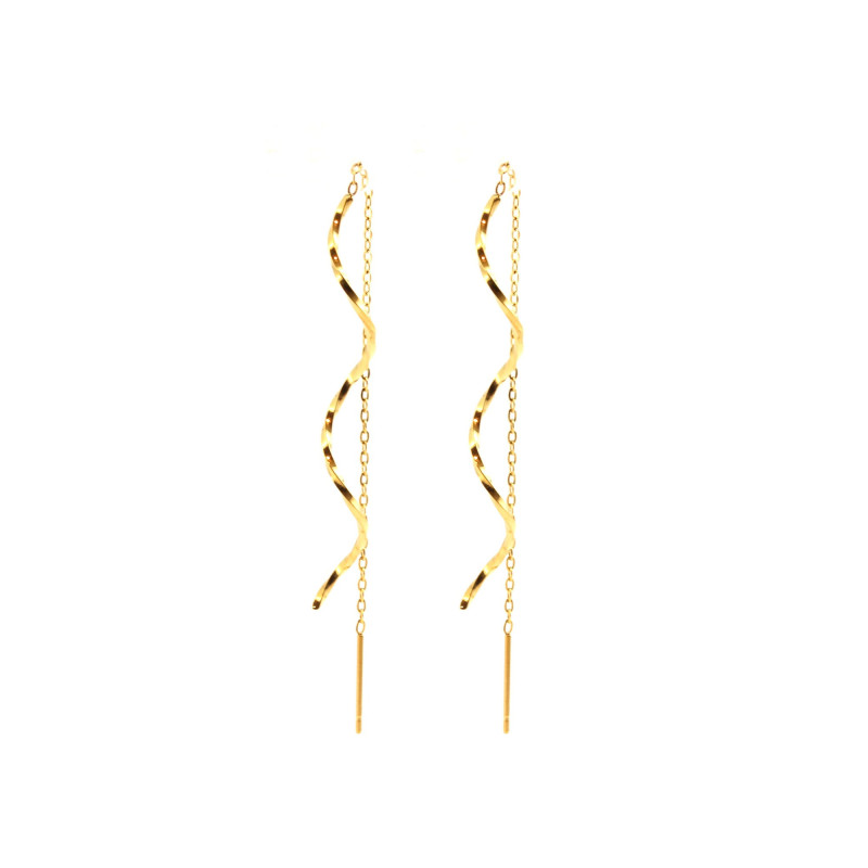 Boucles traversantes spirales acier doré