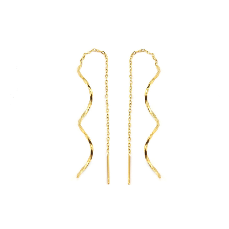 Boucles traversantes spirales acier doré