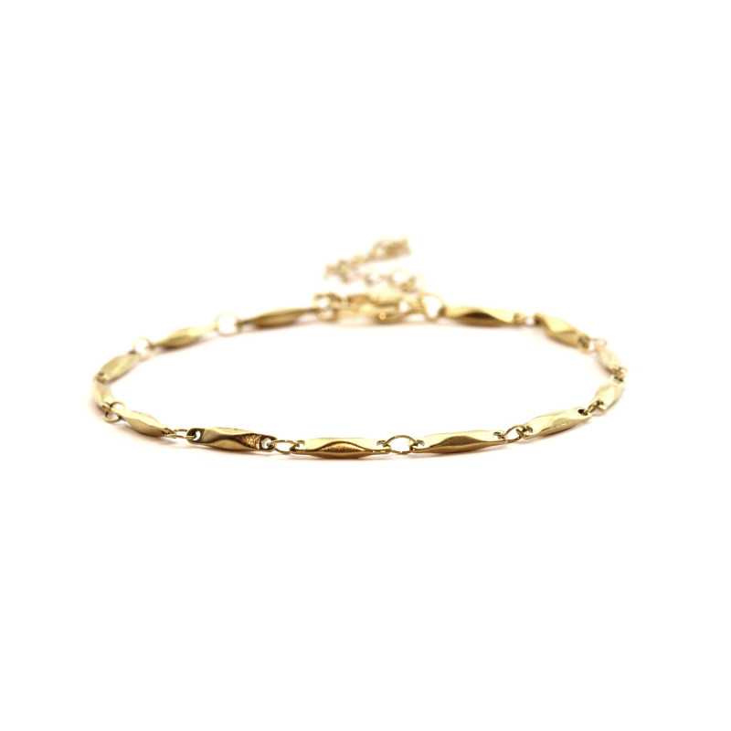 Bracelet maille facette rectangulaire acier doré