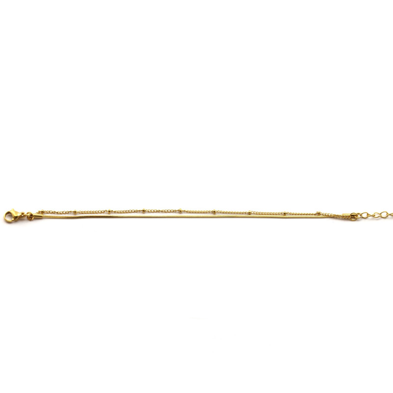 Bracelet deux rangs acier doré