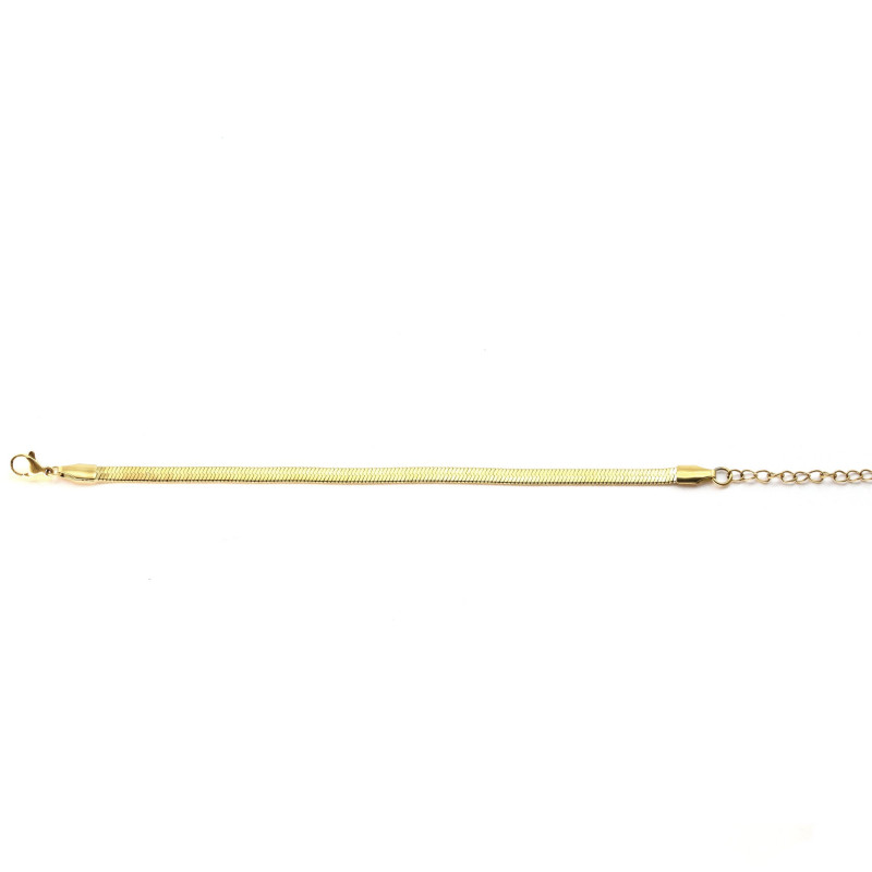 Bracelet maille plate acier doré