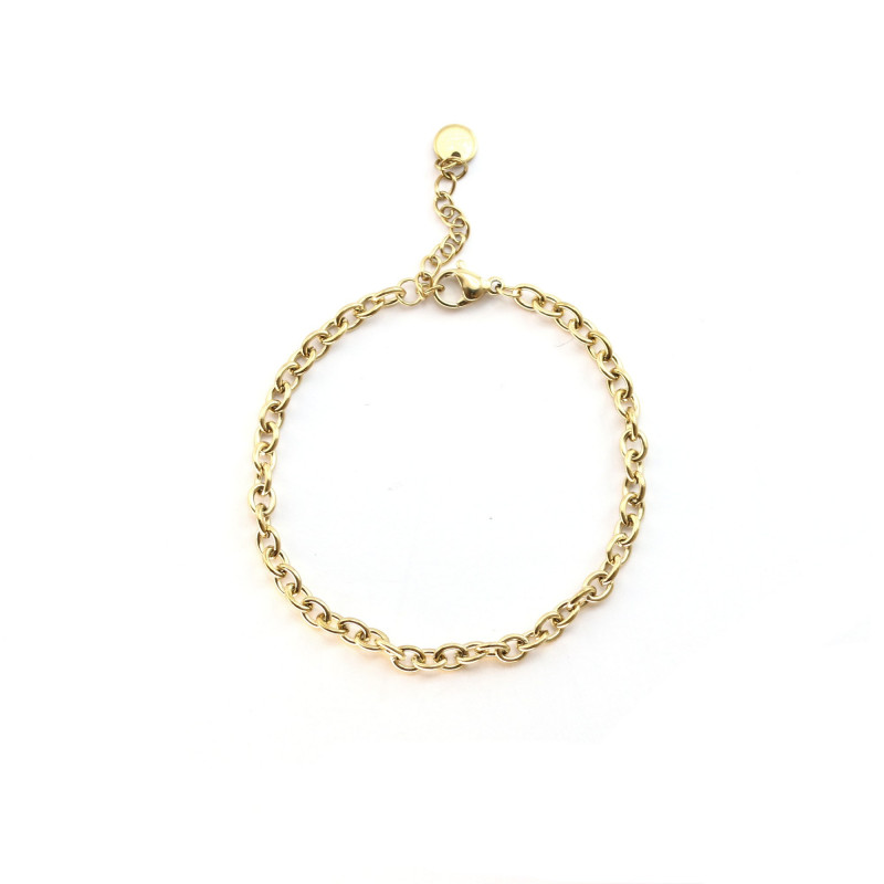 Bracelet petite maille ronde acier doré