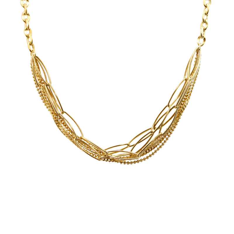 Collier multi maille acier doré