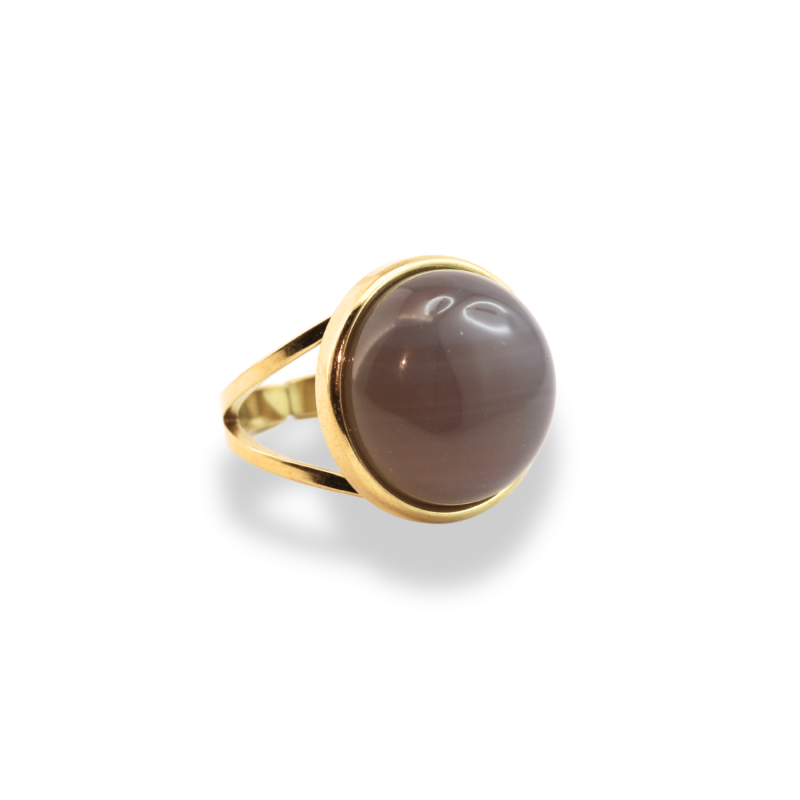 Bague ronde design acier doré